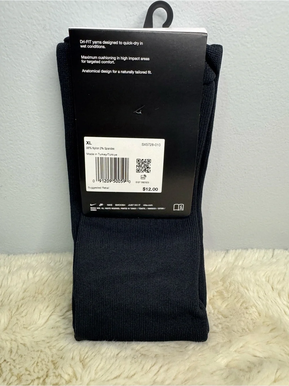 Nike Black Knee-High Dri-FIT Soccer Socks with White Swoosh